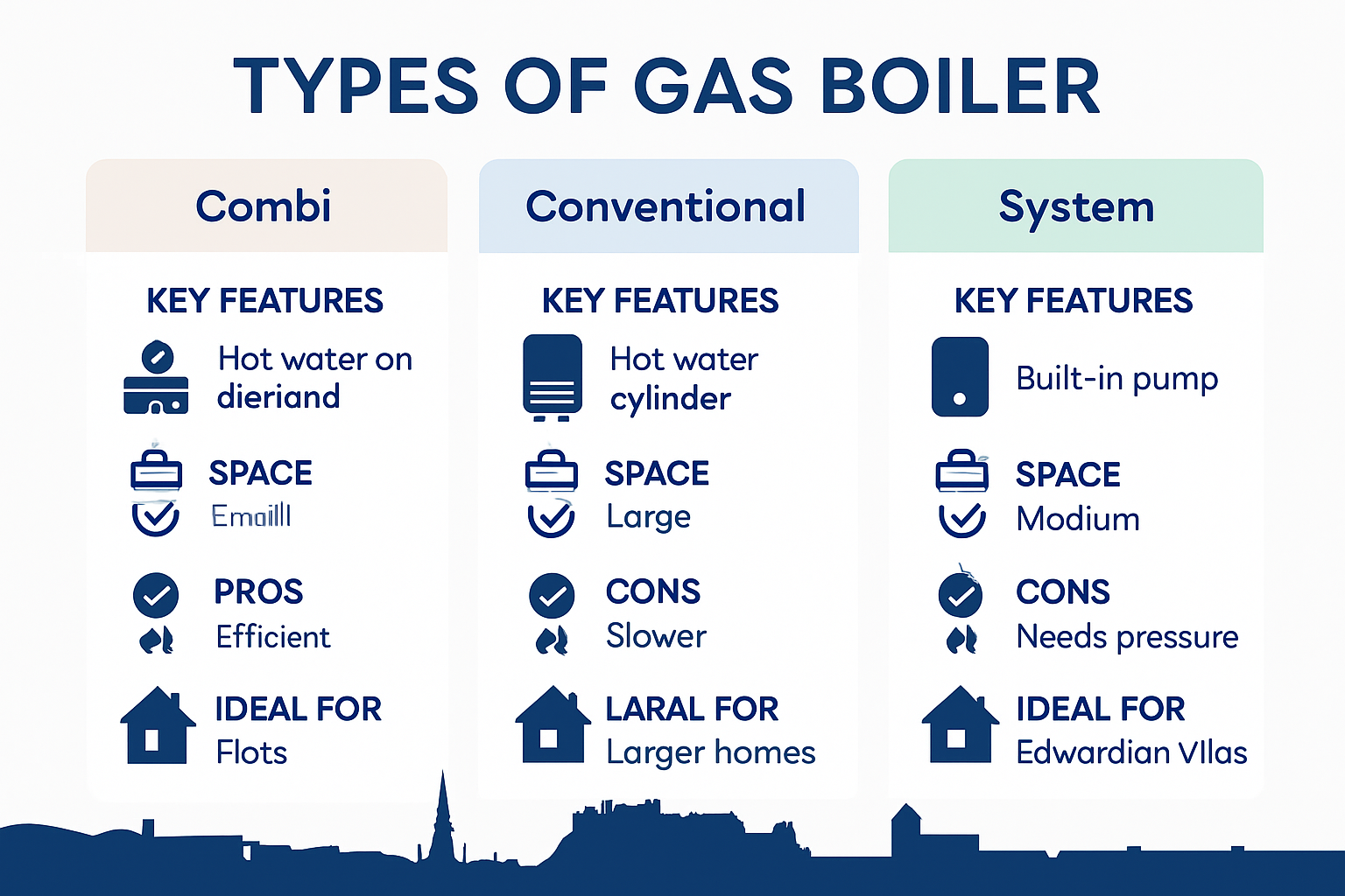 Infographic comparing types of gas boilers