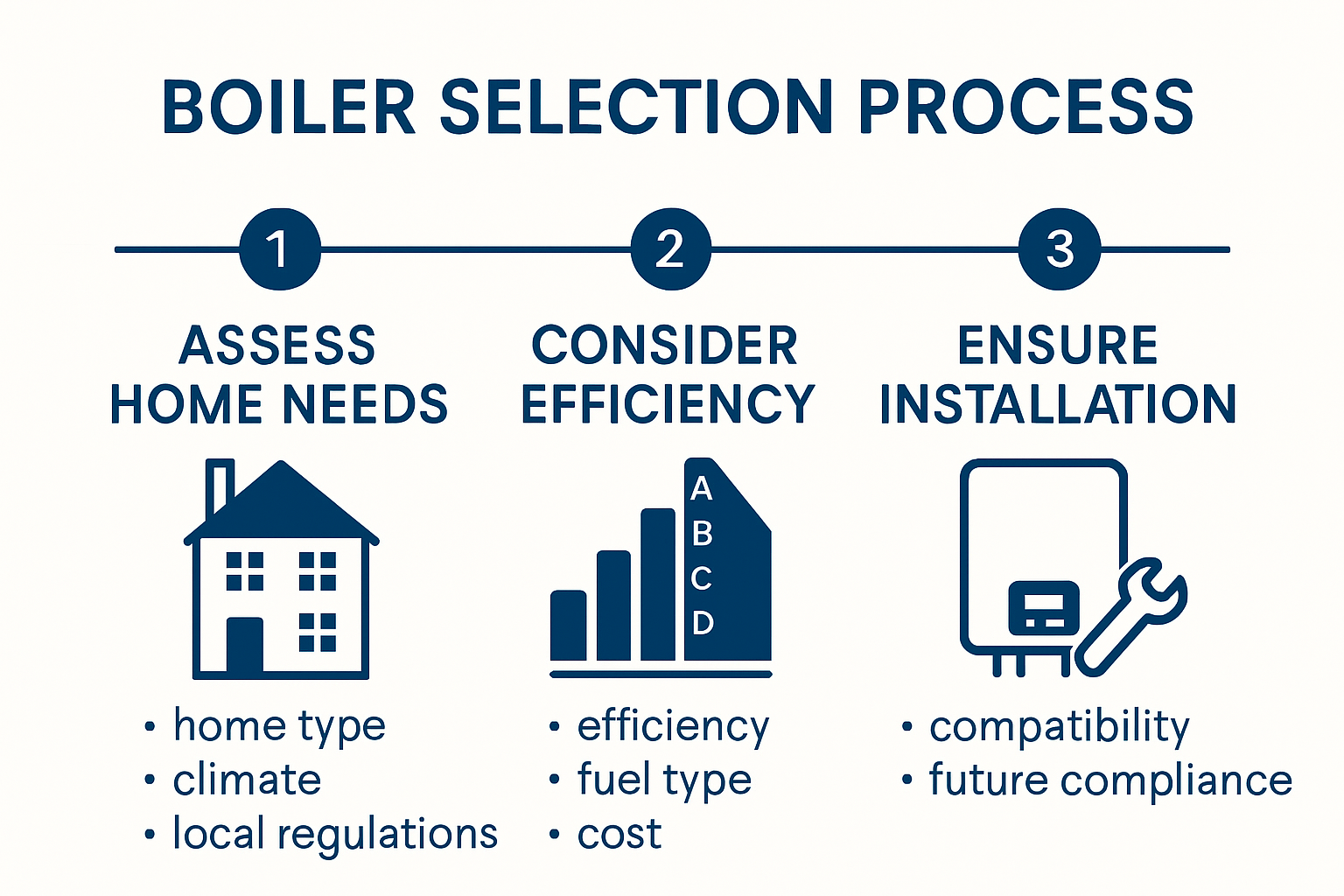 Infographic showing steps for choosing a new boiler