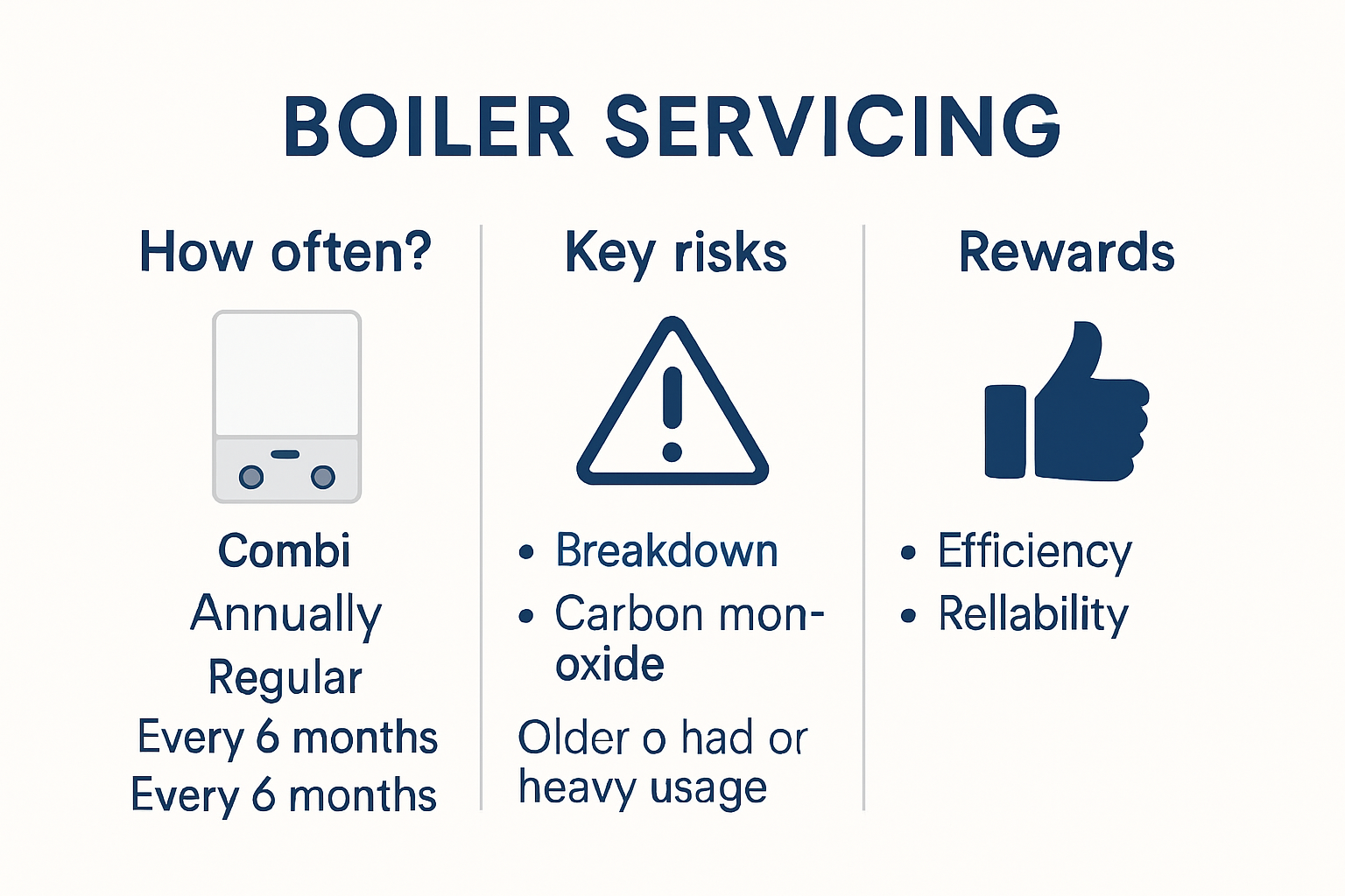 Boiler service frequency and risk comparison chart