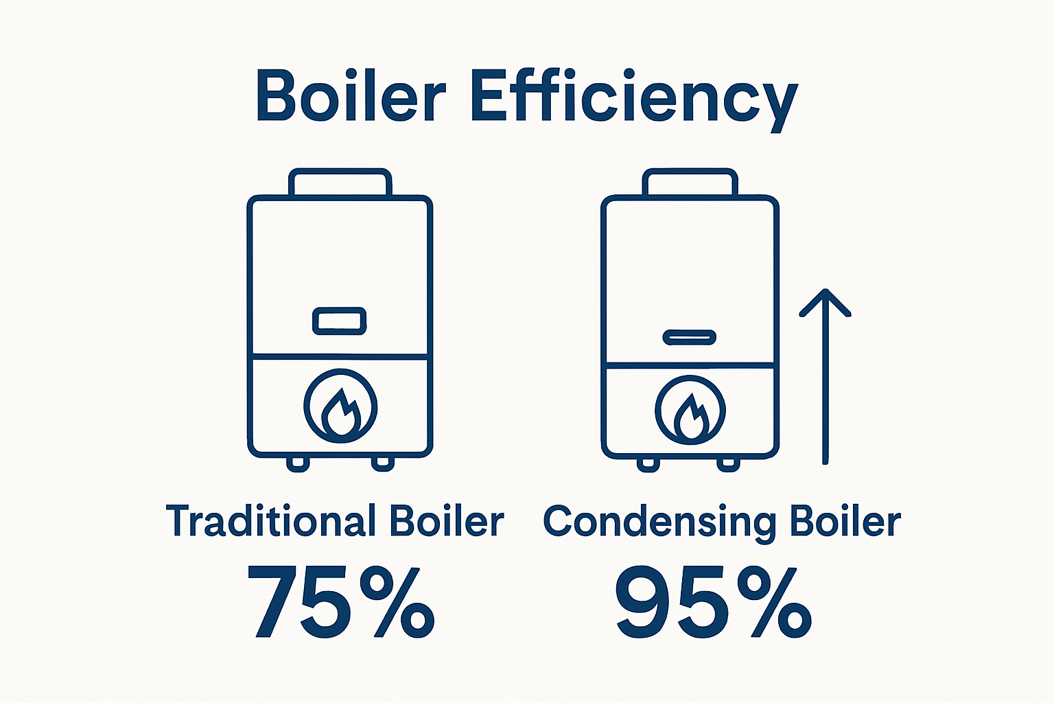 Condensing boiler versus traditional boiler efficiency comparison