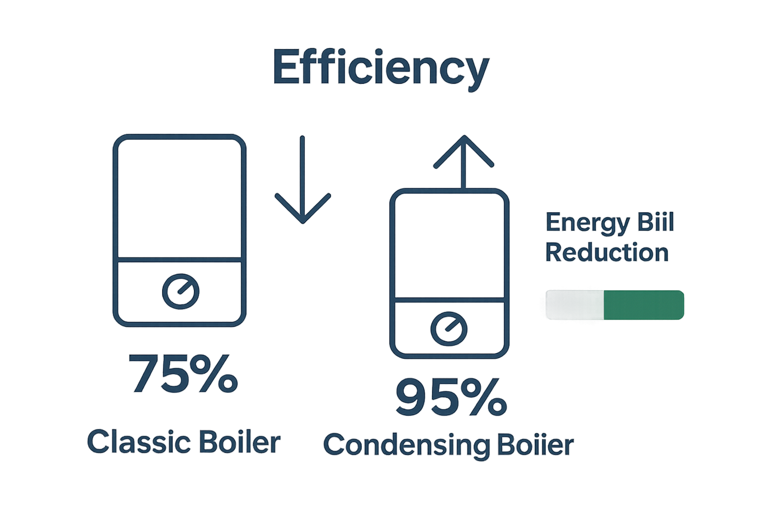 Boiler efficiency comparison between standard and condensing types