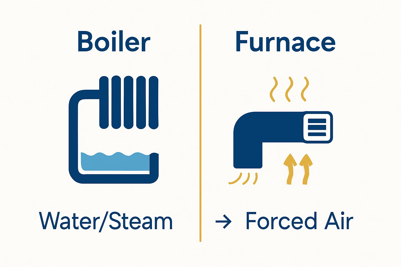 Infographic comparing heat delivery of boiler and furnace systems