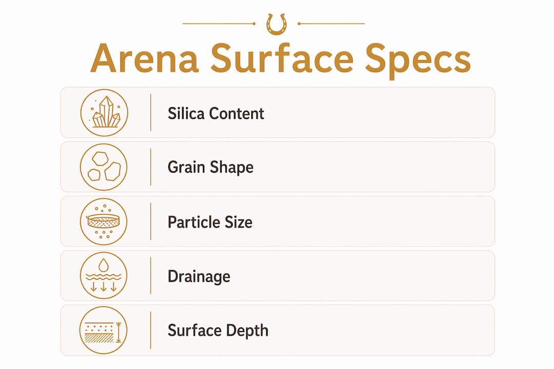 Infographic showing competition arena surface specification steps