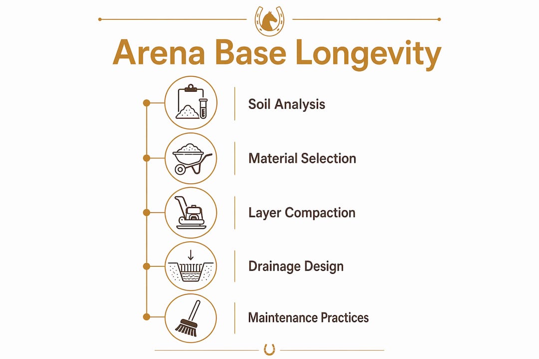 Infographic illustrating steps for arena base longevity