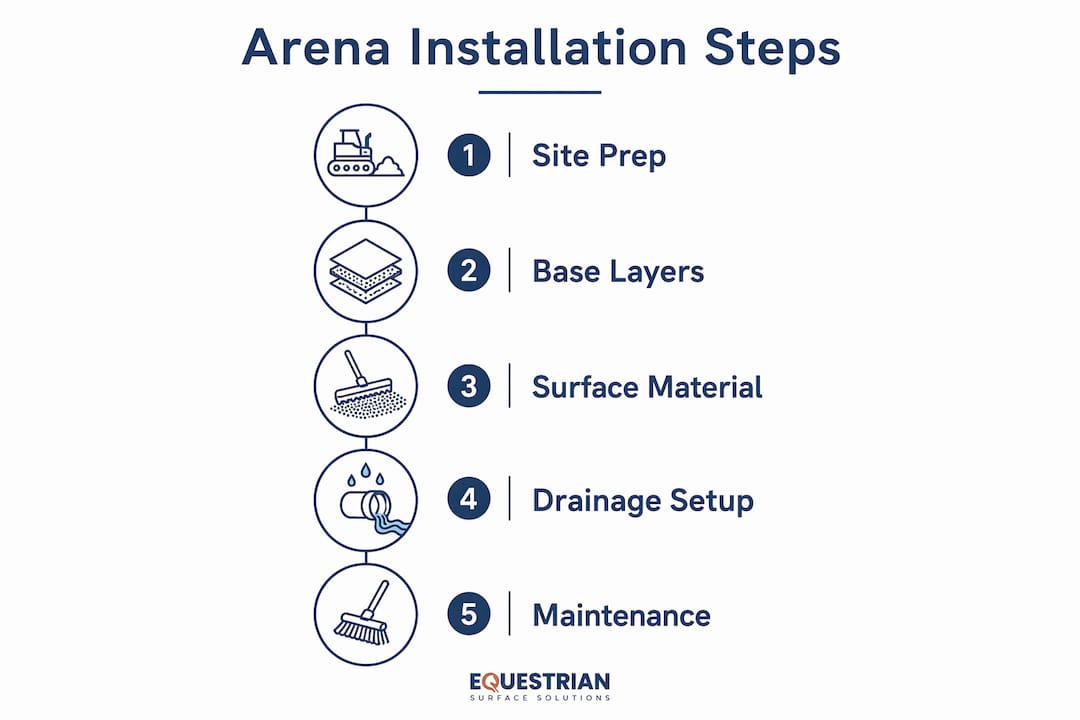 Infographic with steps for arena surface installation
