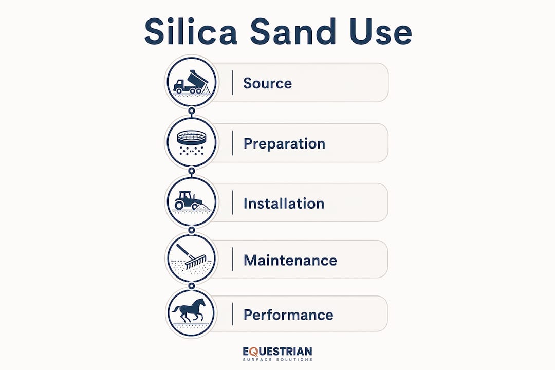 Infographic illustrating silica sand usage steps