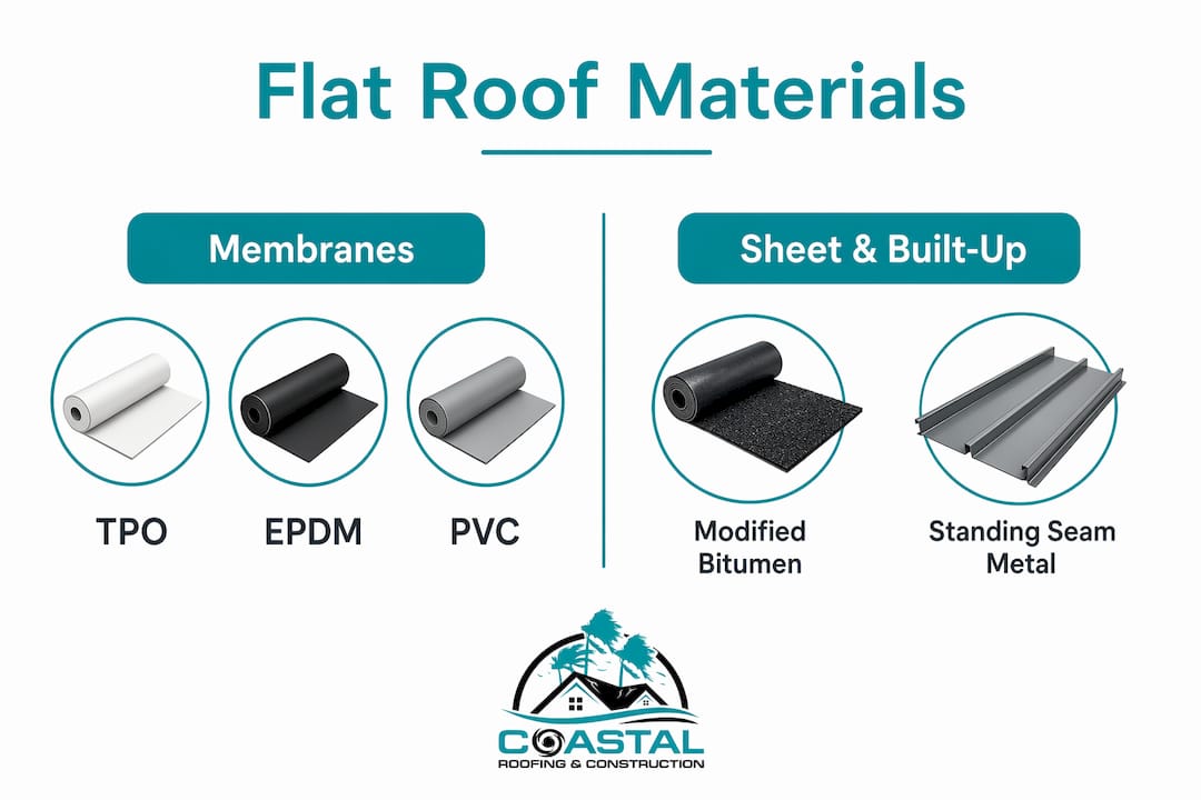 Infographic comparing flat roof materials