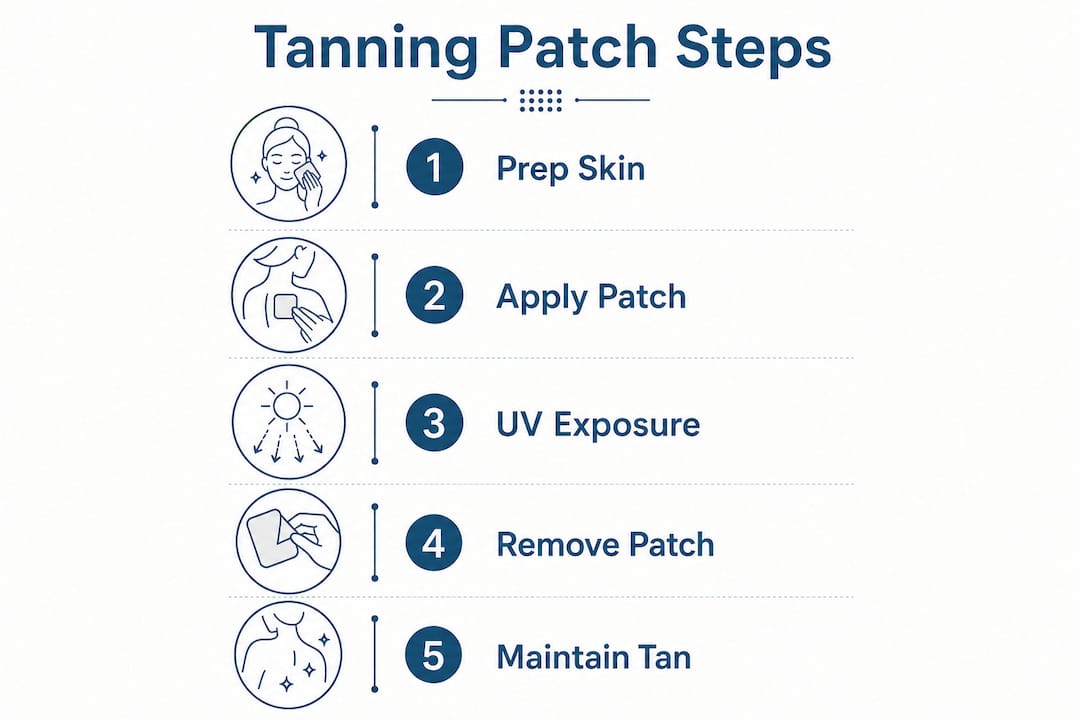 Infographic showing steps to use tanning patches