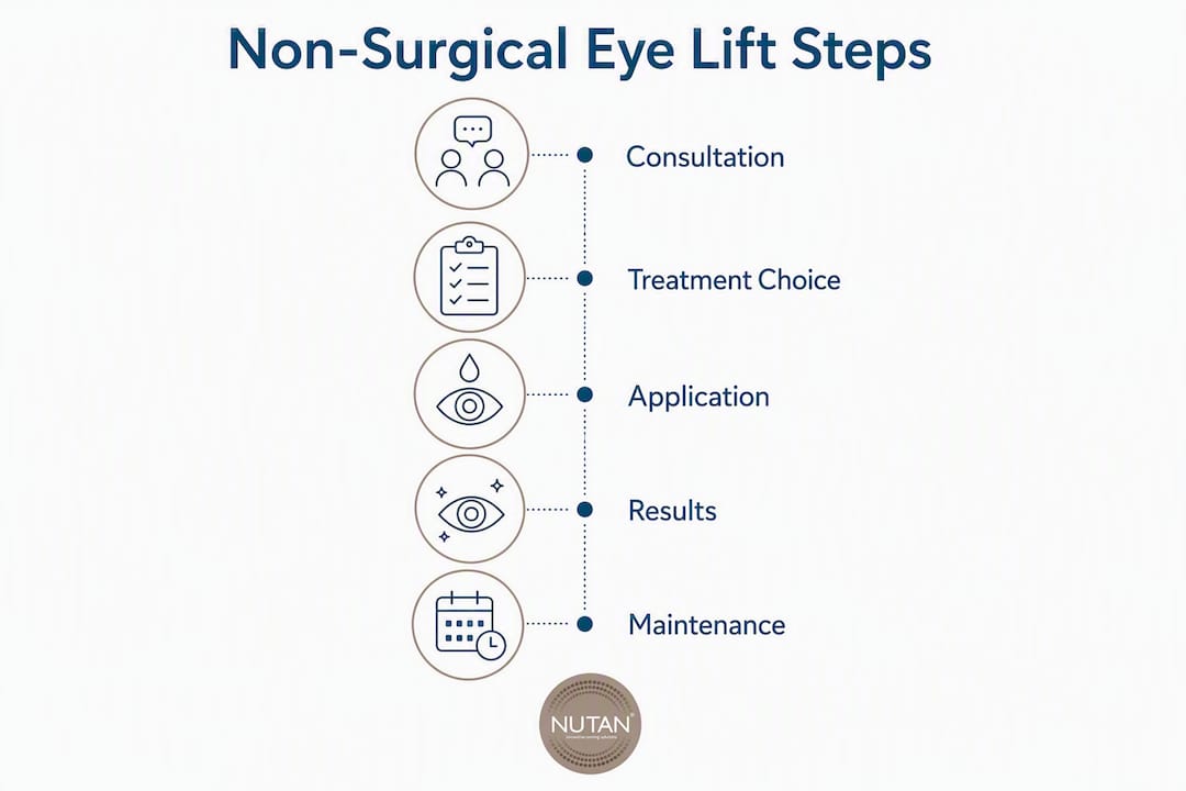 Infographic showing steps of non surgical eye lift