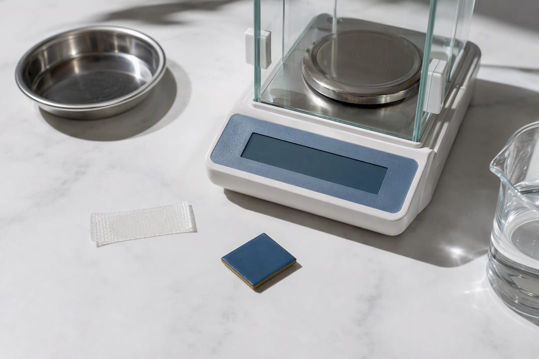 Whitening strip beside concentration testing equipment