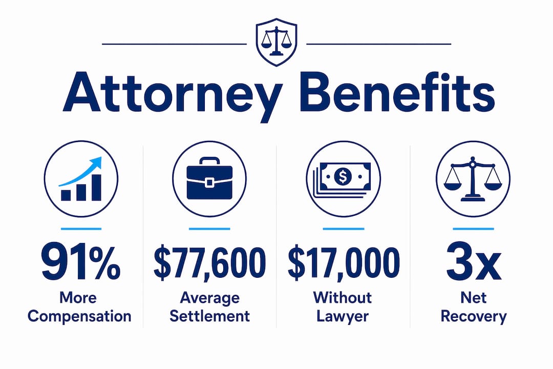 Infographic showing financial benefits of hiring attorney