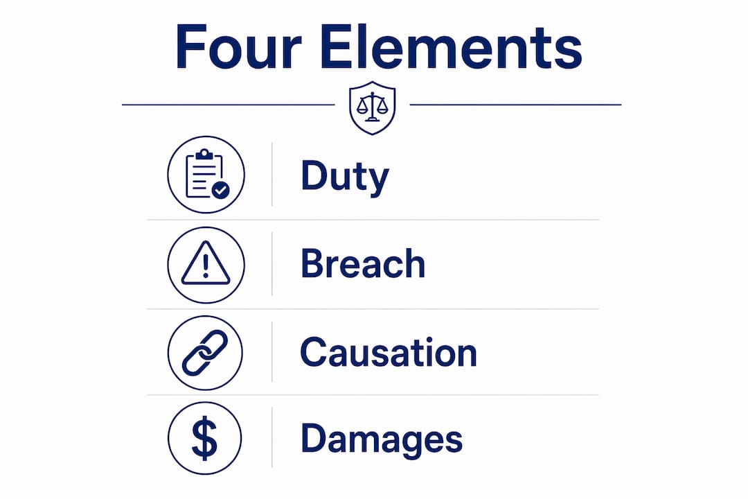 Infographic illustrating four elements of negligence