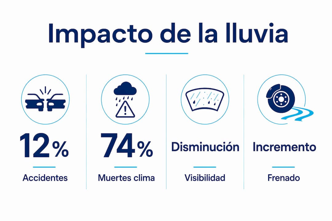 Infografía con datos imprescindibles sobre accidentes de tráfico provocados por la lluvia