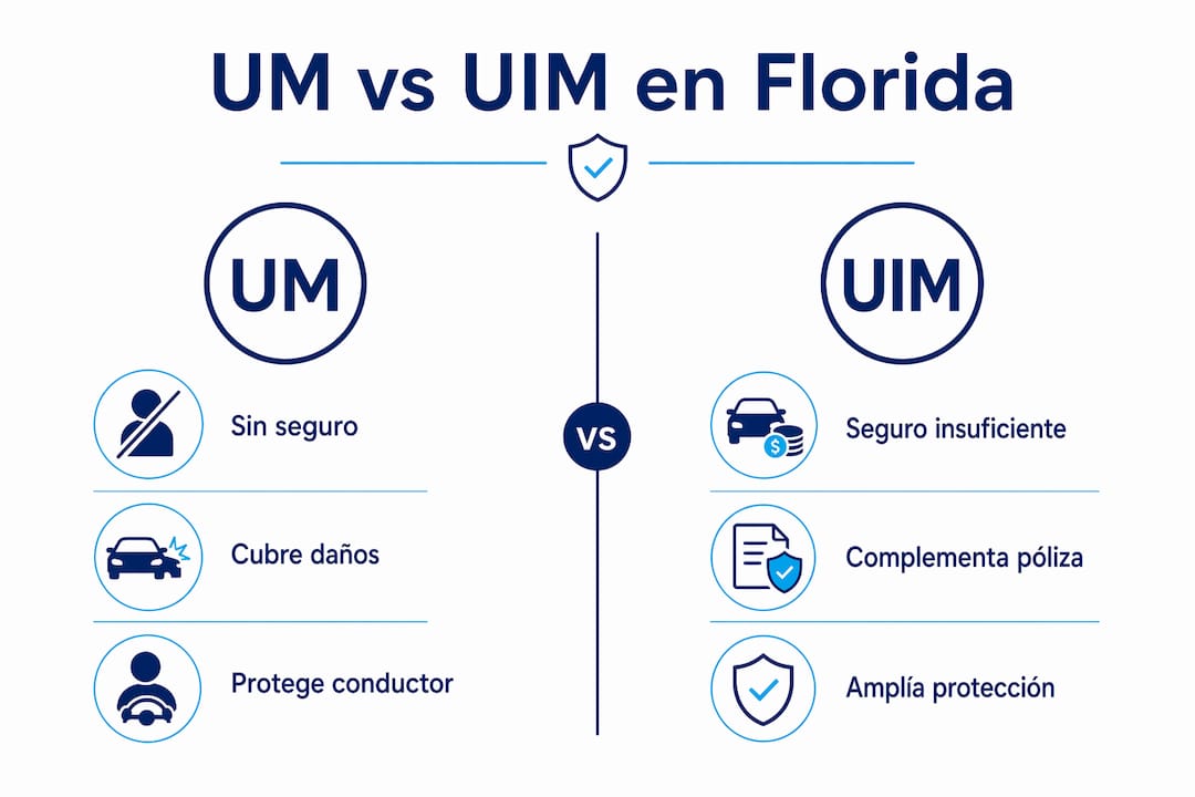 Comparativa visual de las coberturas UM y UIM en Florida