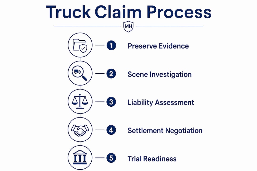 Infographic showing truck accident claim process steps