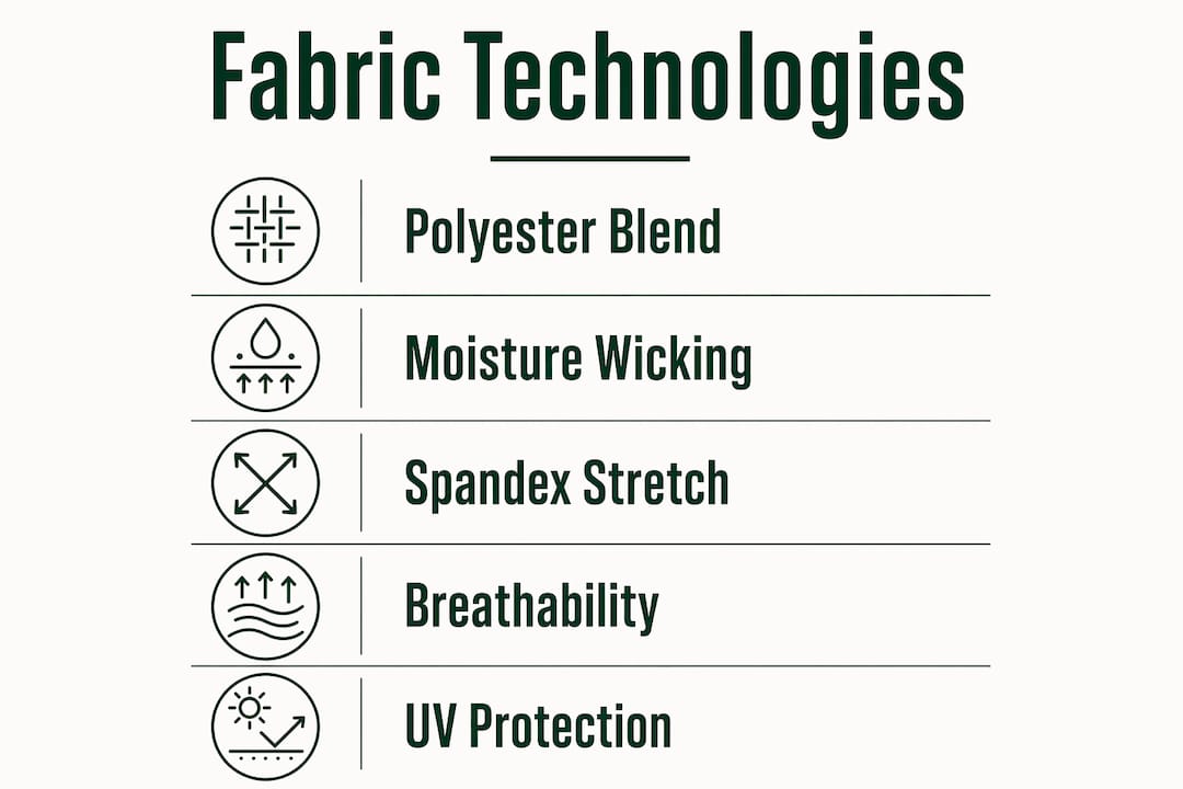 Infographie montrant les technologies de tissu des vêtements de golf