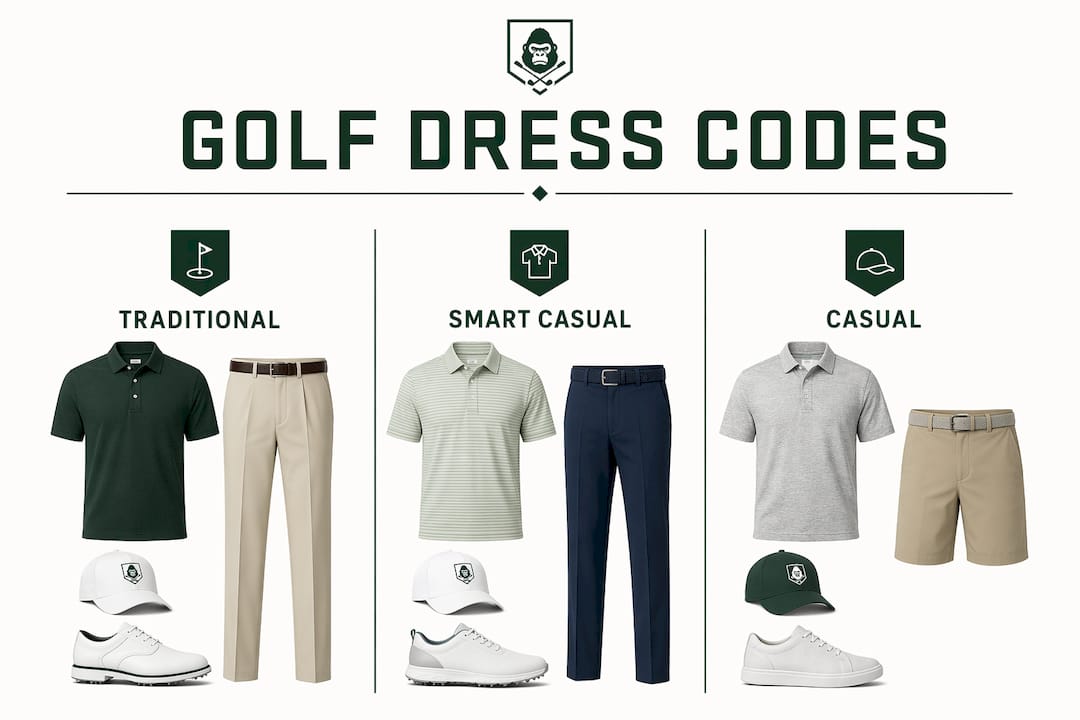 Infographie montrant les niveaux de code vestimentaire du golf