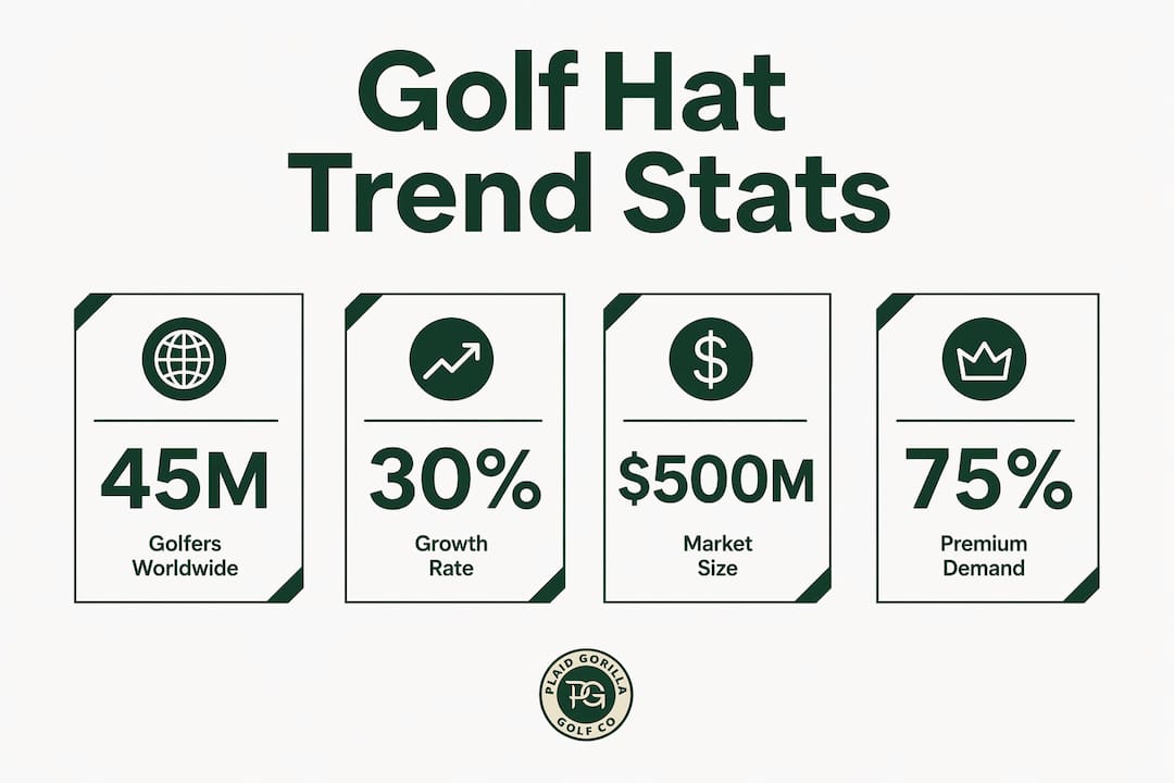 Infographie avec statistiques du marché des casquettes de golf pour 2026