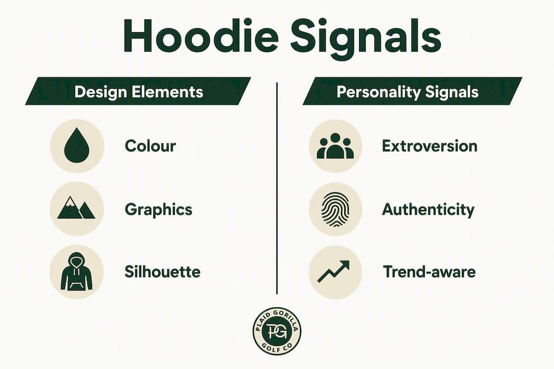 Infographic showing hoodie design elements and personality signals