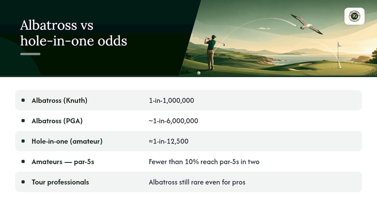 Odds comparison of albatross and hole-in-one in golf