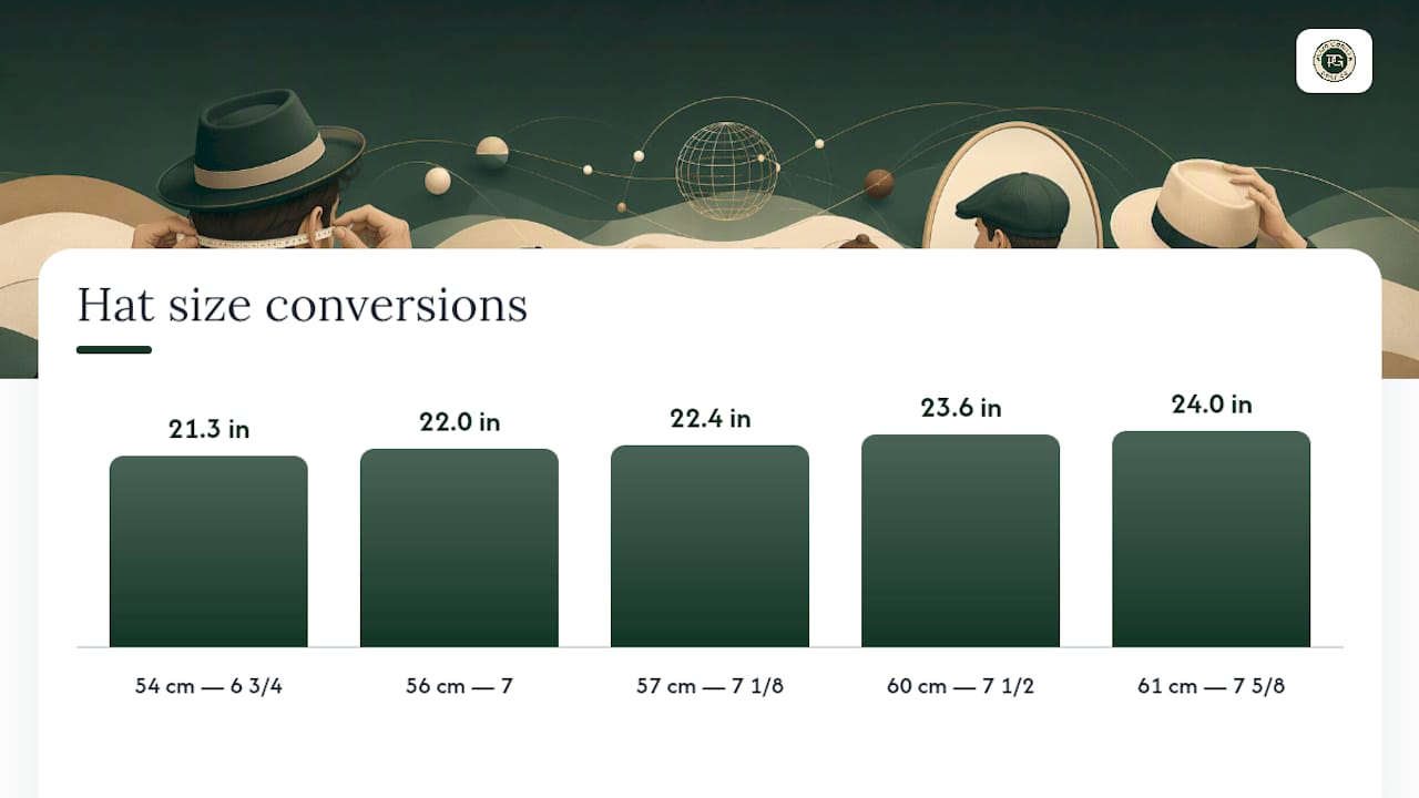 Hat size conversion chart infographic