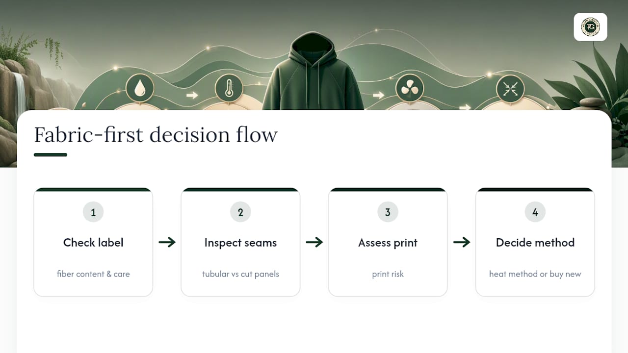 Fabric-first hoodie shrinking decision flow