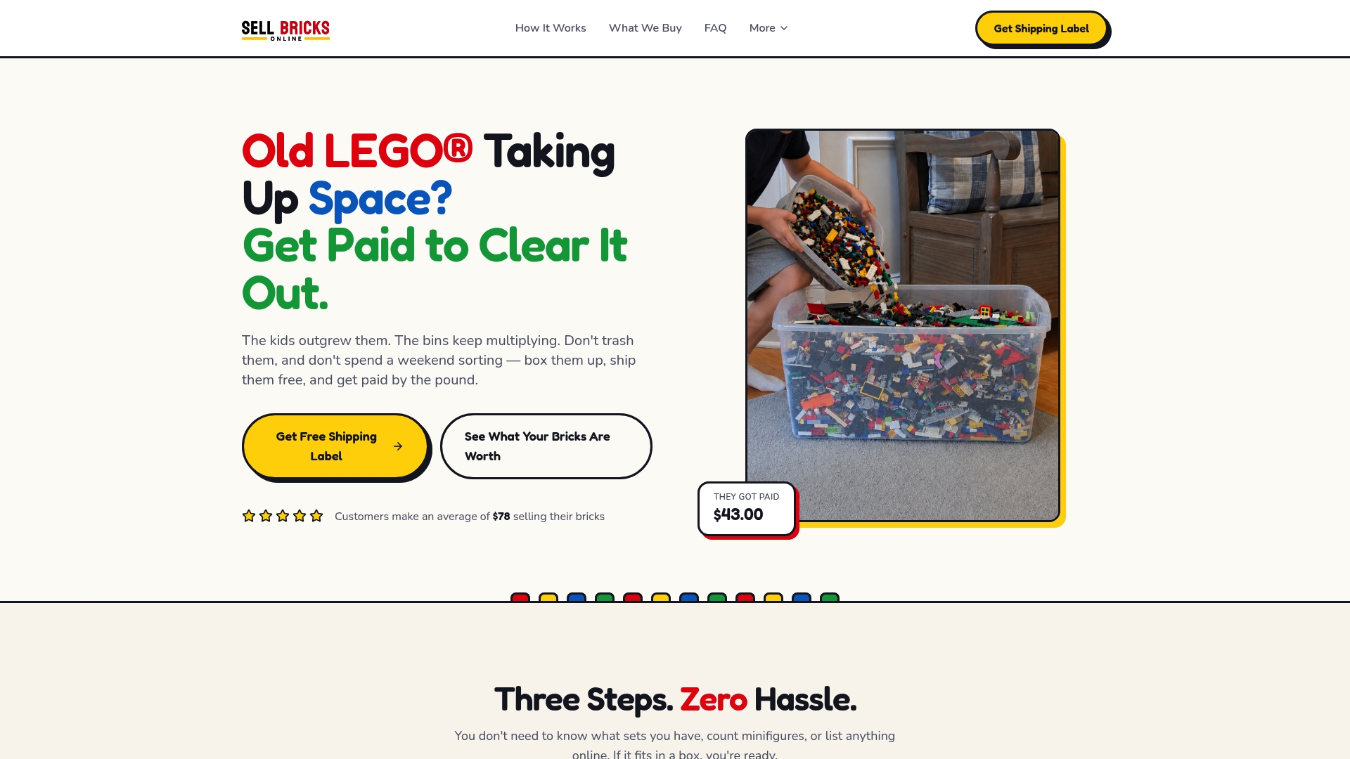Sell Bricks Online — sell your loose LEGO bricks for cash