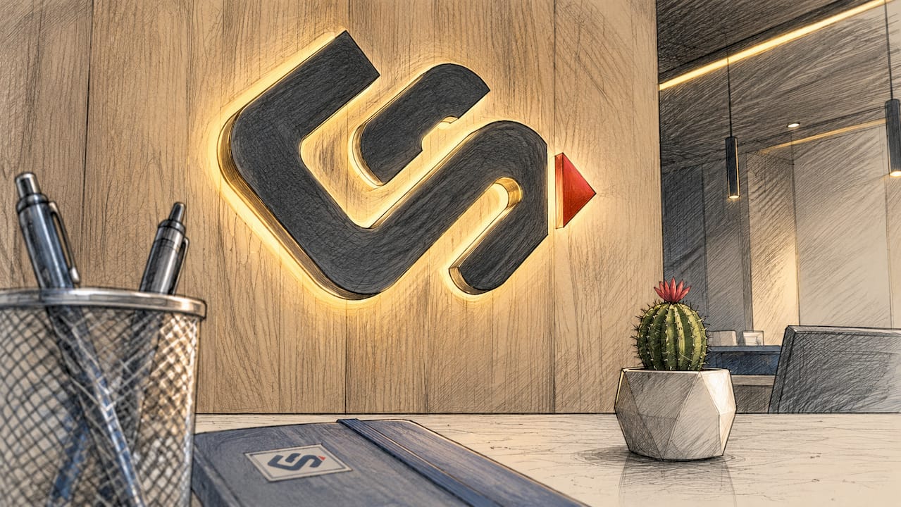 Close-up of illuminated dimensional letter sign