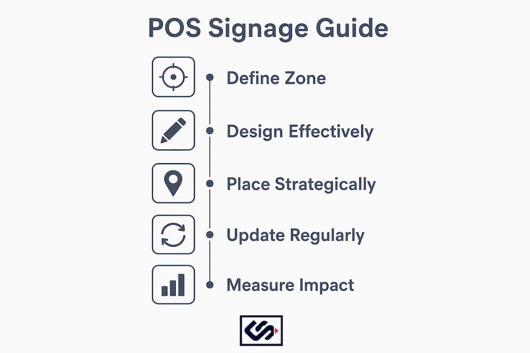 Infographic showing key steps for effective POS signage