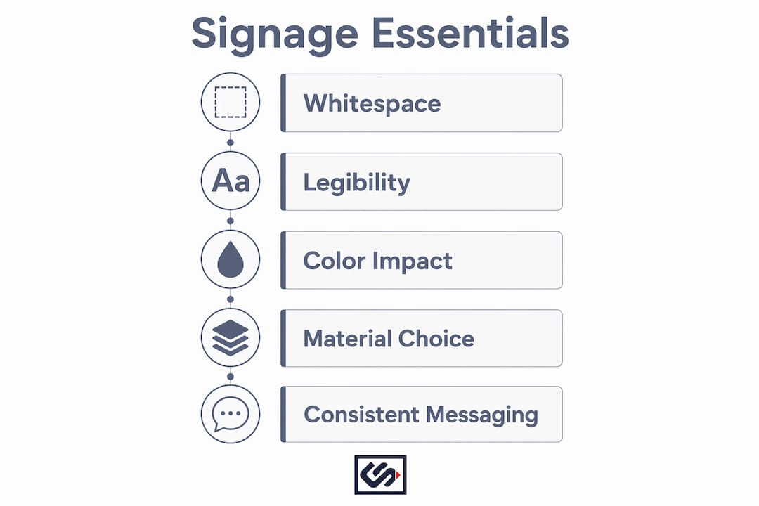 Infographic illustrating key signage design stages