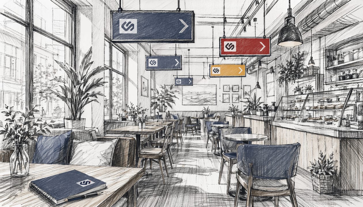 Retail interior with clear wayfinding signage