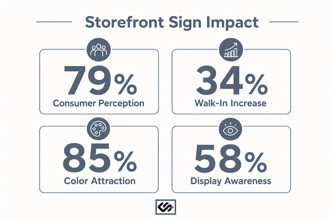 Infographic showing key storefront signage impact statistics