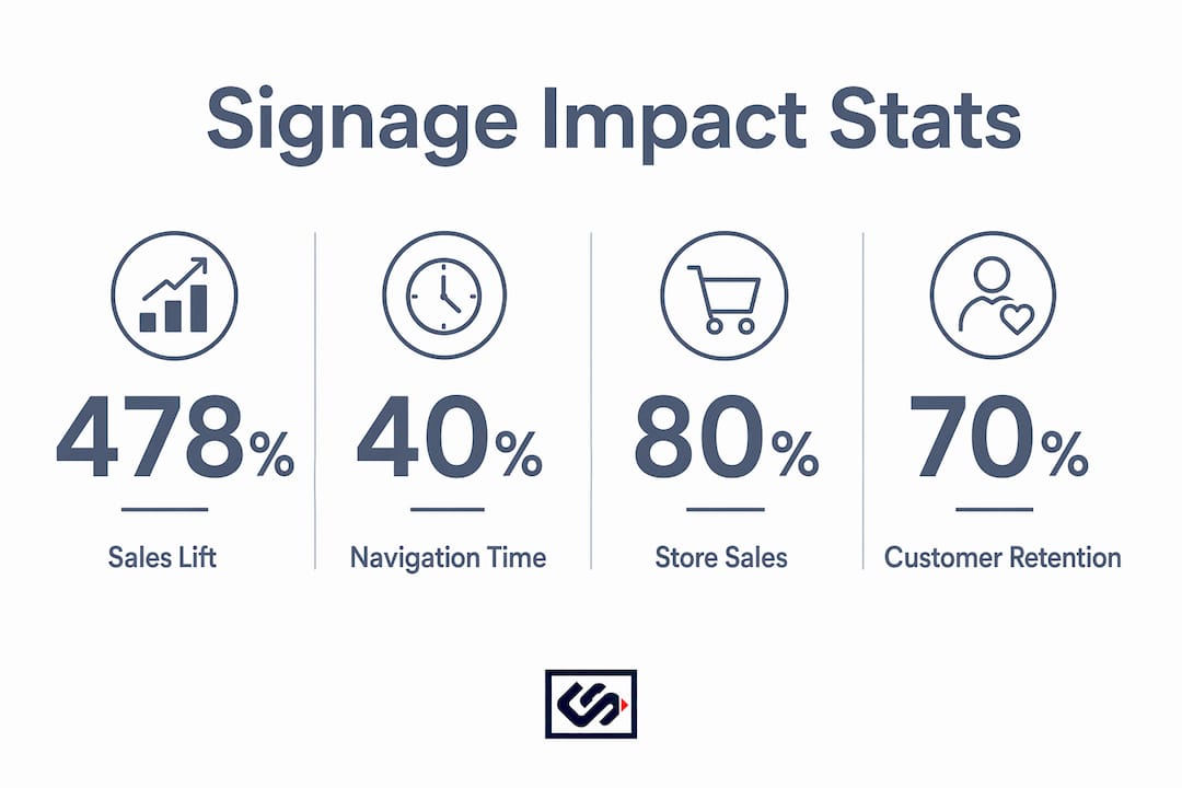 Infographic showing key statistics of signage effectiveness