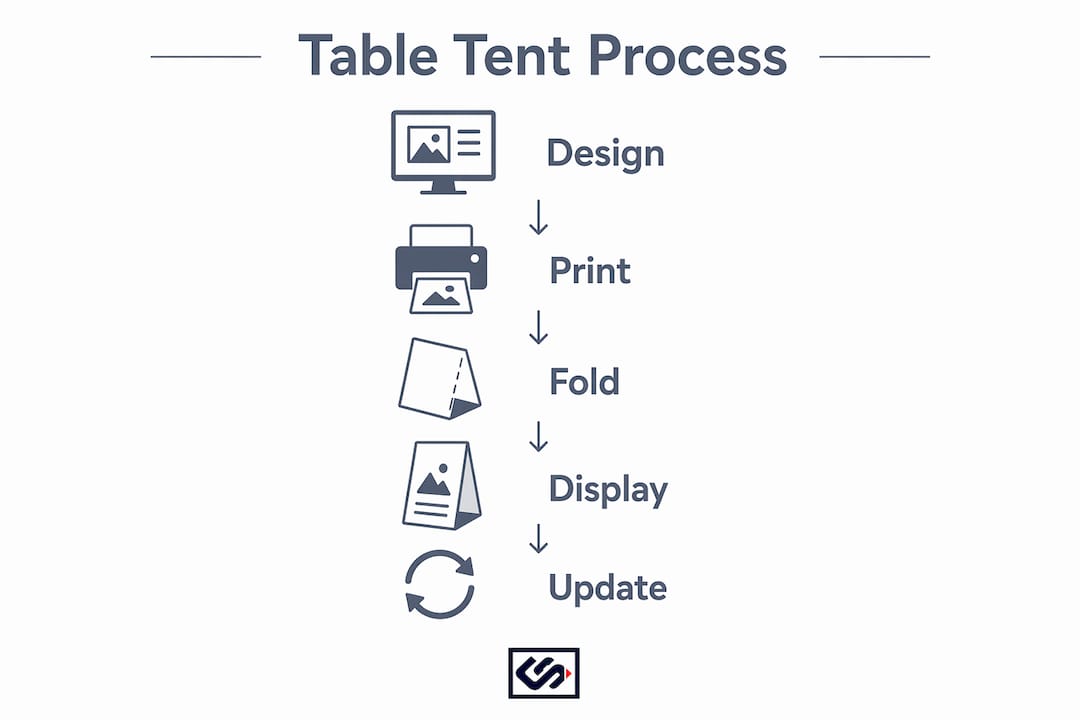 Infographic showing table tent signage steps