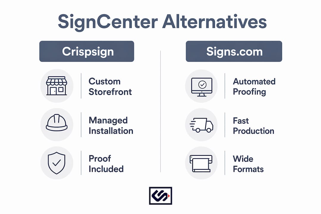 Infographic showing comparison of signage vendors