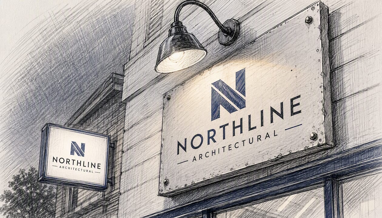 Aluminum panel signage with gooseneck lighting