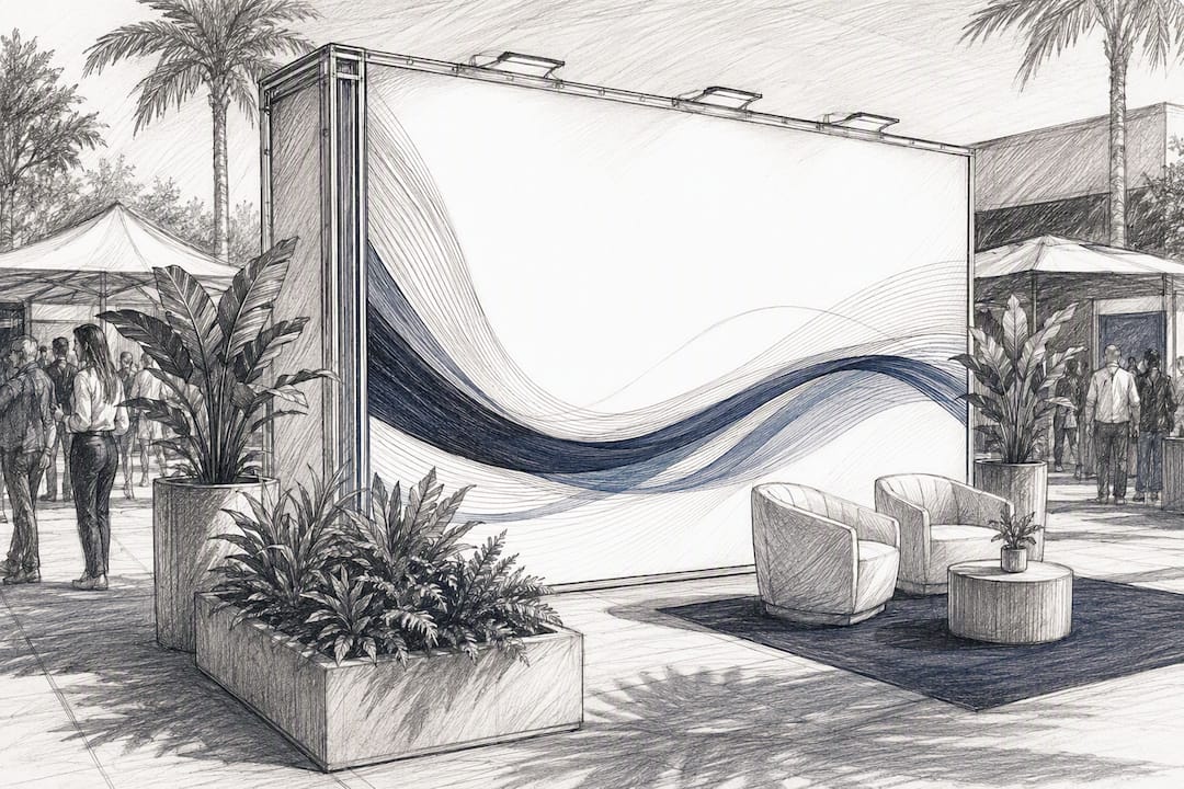 SEG fabric tension lightbox at a trade show booth