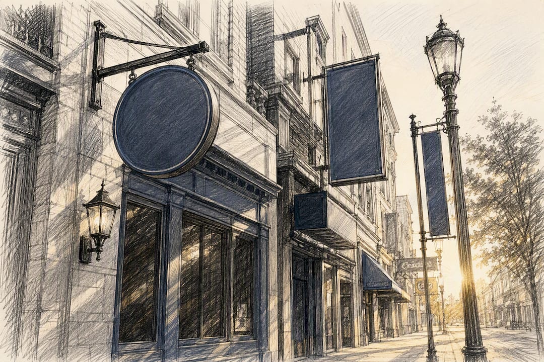 Empty street showing bar sign visibility under different lighting