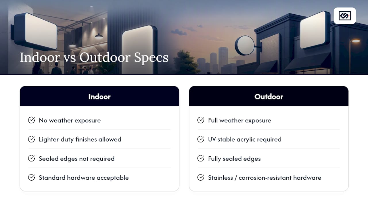 Indoor and outdoor sign durability comparison