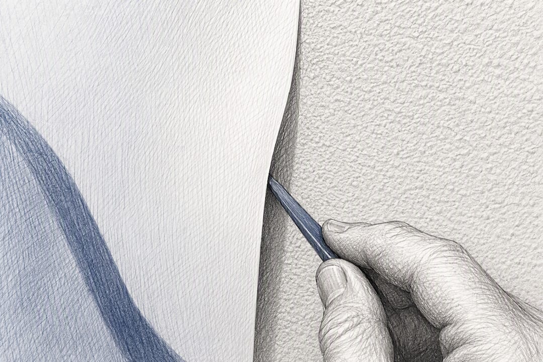 Vinyl edge adhesion test on textured wall