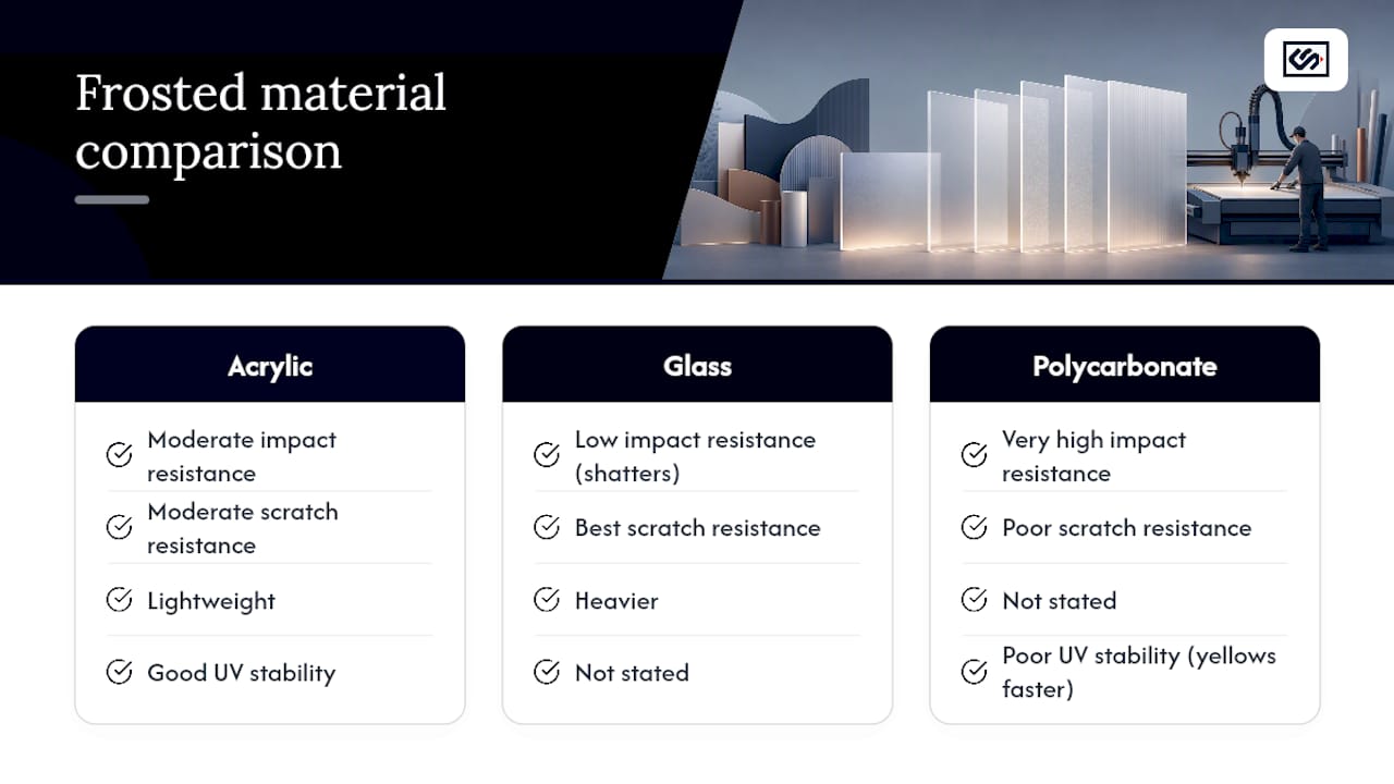 Comparison of three frosted panel materials