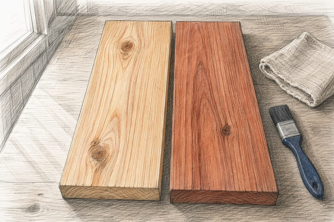 Cedar and redwood grain and color comparison