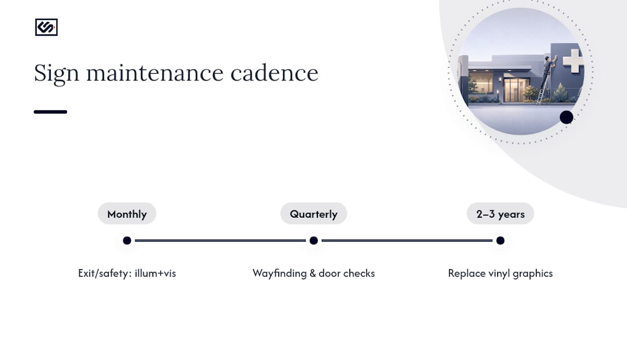 Medical signage maintenance schedule timeline