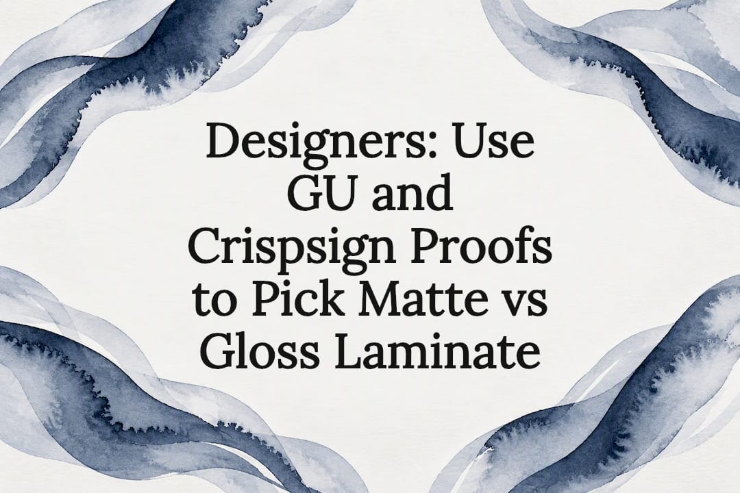Designers: Use GU and Crispsign Proofs to Pick Matte vs Gloss Laminate