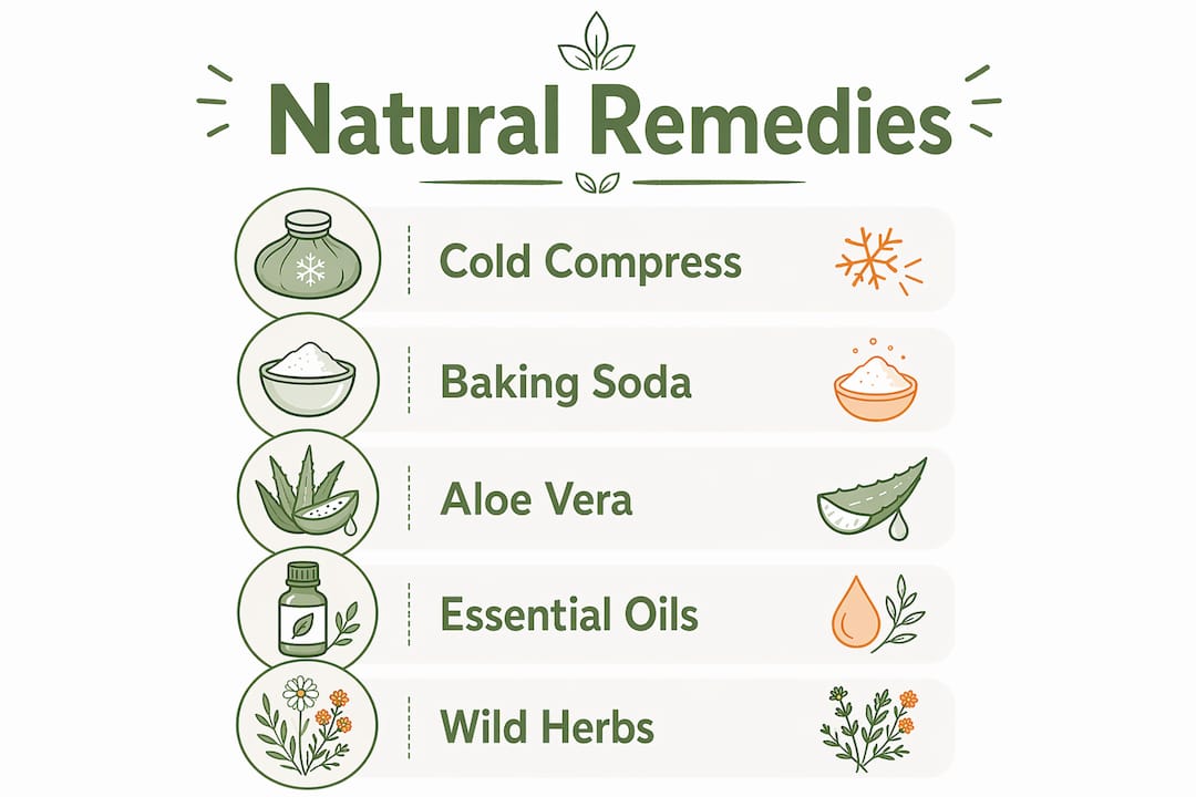 Infographic showing natural mosquito bite remedies steps