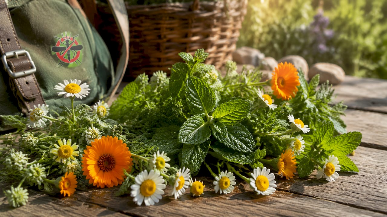 Close-up of natural botanical extracts for bites