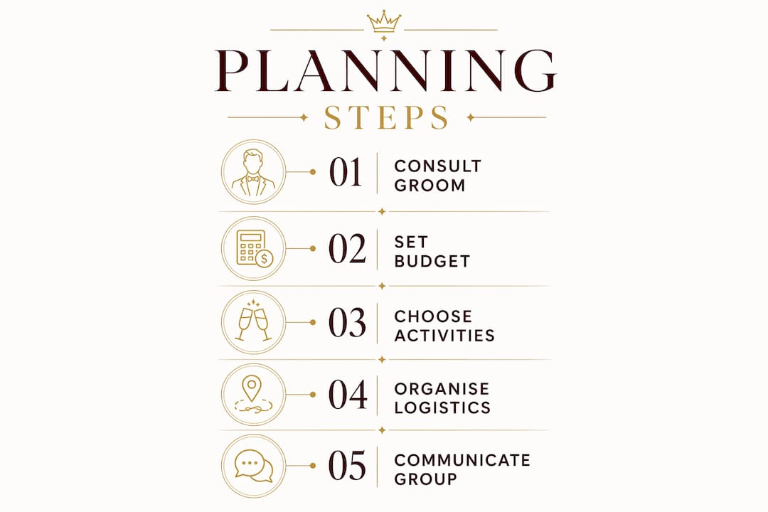 How to plan a low-key bucks celebration 2 Infographic outlining steps for bucks night planning
