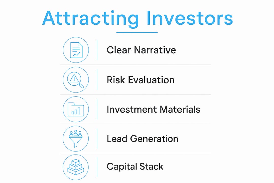 Infographic outlining steps to attract property investors