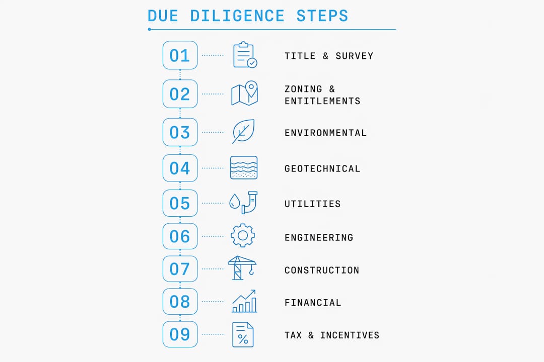 Infographic listing nine due diligence categories