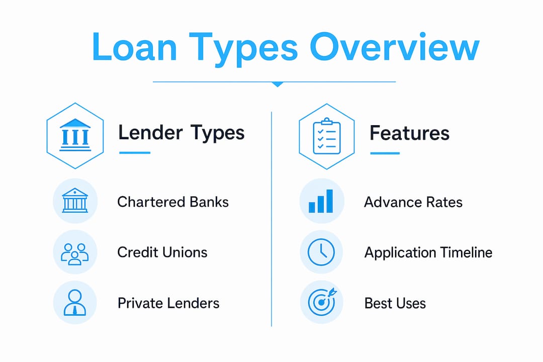 Infographic comparing types of construction financing loans